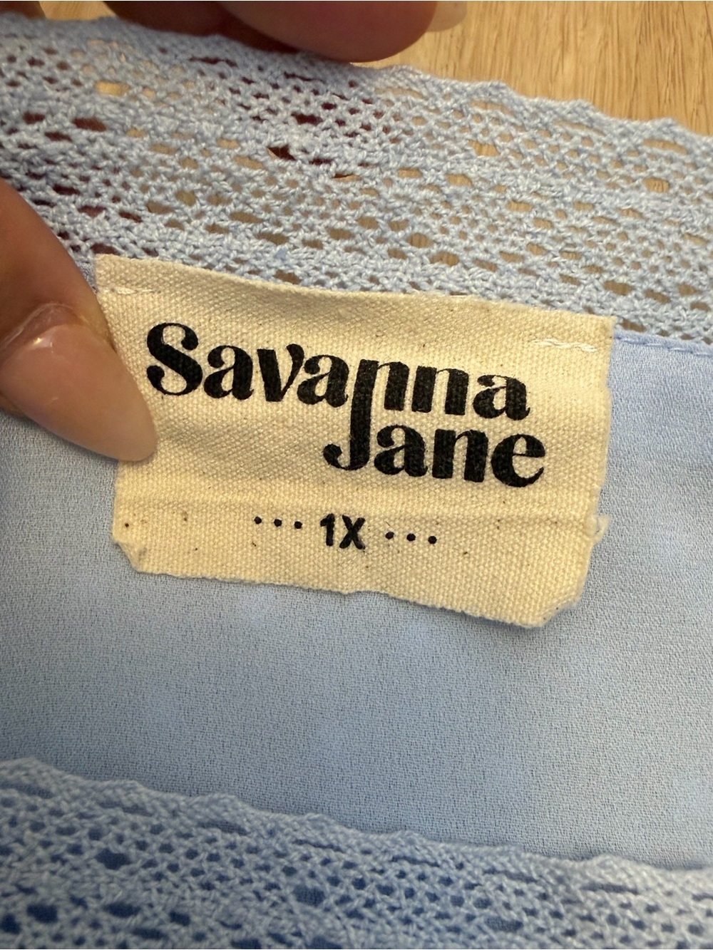 Savanna Jane Blue Swiss Dot Peplum Blouse - Picture 3 of 5